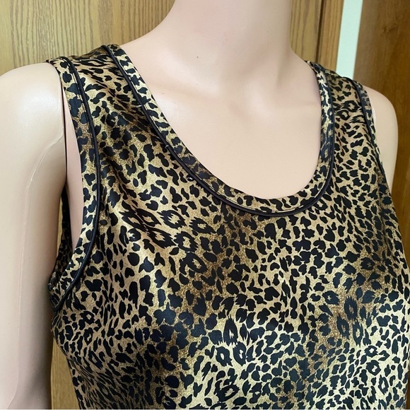 Etonné Leopard/Cheetah Print Satin Tank Top Size Medium - Picture 5 of 6